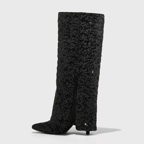 A New Day Women's Abba Sequin Foldover Tall Boots - Picture 4 of 4